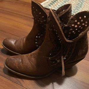 Shyanne distressed real wood bottom boots!